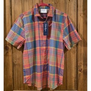 Walter Hagen Golf Clubhouse Button-Up Shirt Size S Multicolor Plaid Collared
